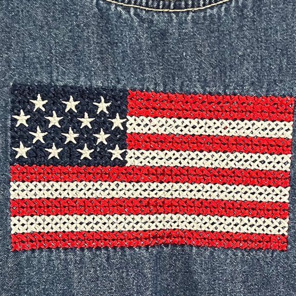 Lindsey Michelle American Flag Denim Jumper Dress - Picture 3 of 7